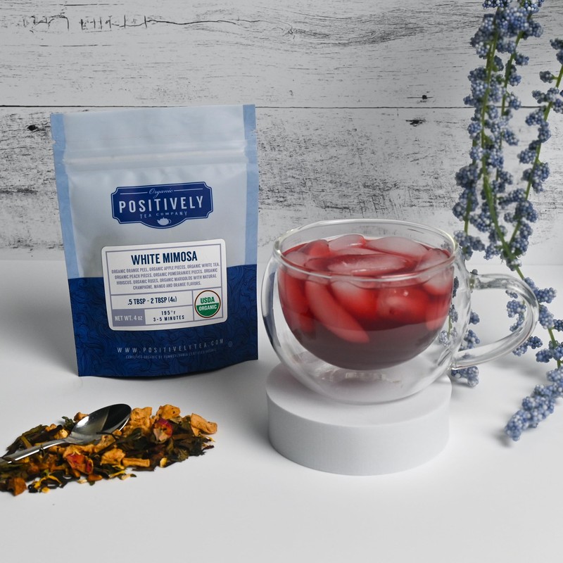 Organic Positively Tea Company, White Mimosa White Tea, Loose Leaf,