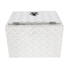 Heavy Duty Aluminum Diamond Plate Tool Underbody Box, 24Inch Truck Underbody Toolbox Waterproof Square Truck Storage Box with T-Handle Lock and Keys for RVs ATVs Trailers Garages (Sliver, 24)