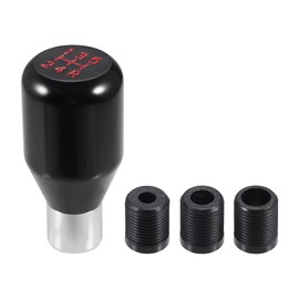 Partuto 1 Set Universal Shift Knob - Car Gear Shifter Knob with 3 Adapter for 5 Speed Manual Transmission Vehicle - Aluminum Alloy Black Silver Tone