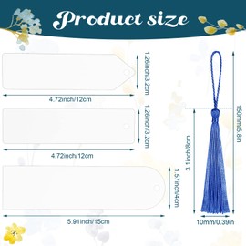 30 Pack Heat Transfer Sublimation Blank Bookmark with Hole and Colorful Tassels Metal Aluminum DIY Bookmark Single Sided Printing Sublimation Bookmarks for DIY Craft Projects Birthday Present Tags