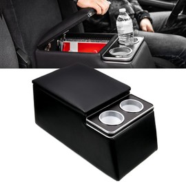 Sporacingrts Black Universal Truck Seat/Bench Organizer with Cup Holders, Armrest, and Padded Top Lid - Ideal for Business and Storage - 124810 Contractor Console