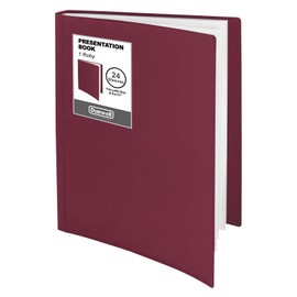 Dunwell Binder with Plastic Sleeves (Ruby), 24-Pocket Presentation Book, 8.5 x 11 Portfolio Folder with Clear Sheet Protectors, 24 Sleeves Show 48-Pages of Documents, Certificates, Keepsakes
