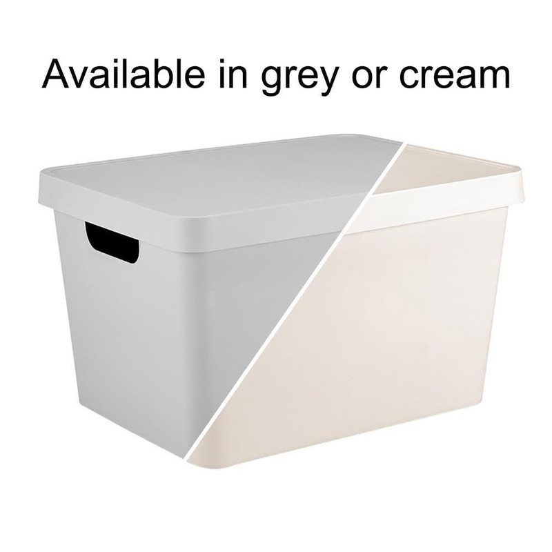Pack of 2 Grey & Cream Storage Container With Lid