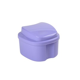 Genco Dental Denture Case, Denture Box with Strainer, Night Cleaner Denture Bath Box for Retainer, Mouthguard, False Teeth, and Denture Cleaning (Purple)