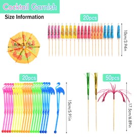 KATELUO 90 Pieces Cocktail Party Decoration, Cocktail Decoration Palm Tree, Cocktail Fireworks Sticks, Cocktail Sticks, Cocktail Parasols, Colourful Cocktail Decoration for Cocktail Parties and