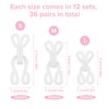 36 Pairs Sewing Hooks and Eyes Closure, 2.2/2.8/3.5cm White Metal