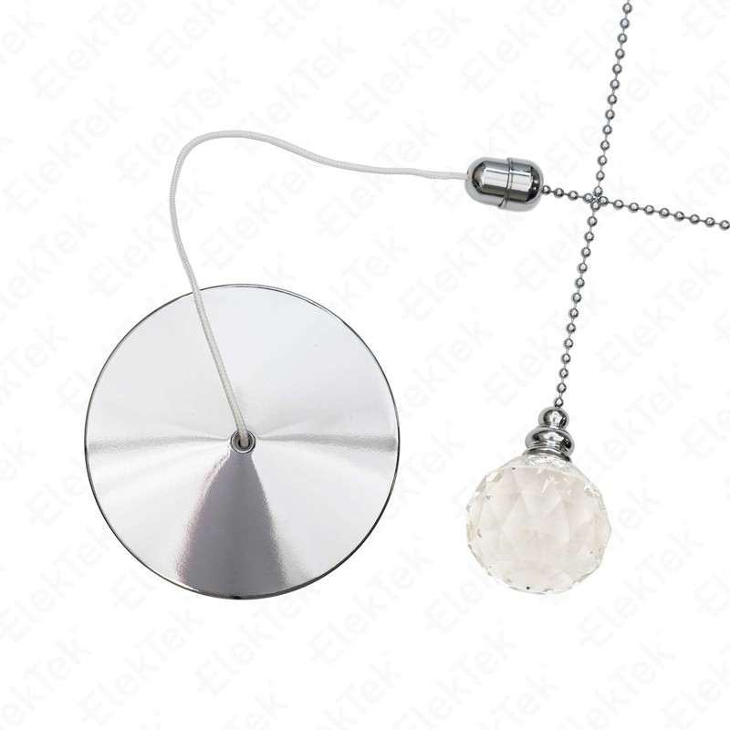 ElekTek Chrome Light Pull Switch Kit with Pull Chain and