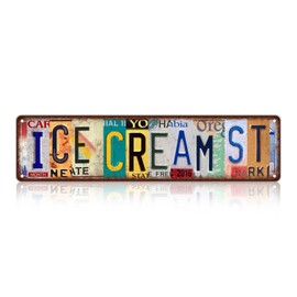 Vintage Ice Cream St Wall Decor Street Signs Metal Tin Signs 16 x 4 Inches