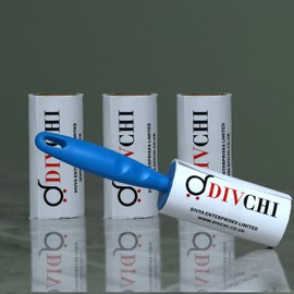 DIVCHI Lint Roller+4 Refill Sticky Replacement Heads Easily and Quickly removes animal fur, hairs, dust and fluff from garments, furniture, carpet, and car seats (1 handle 4 rolls)