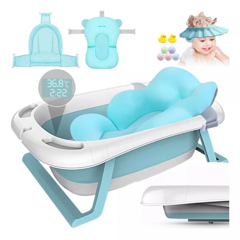 NS Bañera Tina De Baño Para Bebe Plegable Antideslizante+cojín