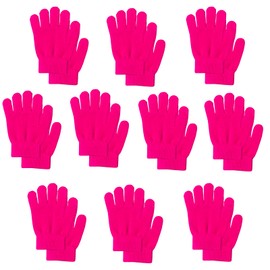 Alytimes 10 Pairs of Magic Gloves for Kids, Soft and Warm Kid's Winter Magic Gloves Unisex Children's Thermal Gloves Knitted Full Fingers Gloves for Ages 3-8 Daily Wear Winter(Pink)