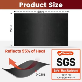 Heat Shield Automotive Aluminum Reflects 95% del calor radiante, 24 x 40 pulgadas, escudo térmico para estufa para proteger el refrigerador, envoltura de protección térmica para escape, motocicleta