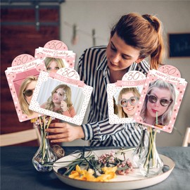 Big Dot of Happiness 30th Pink Rose Gold Birthday - Happy Birthday Party Picture Centerpiece Sticks - Photo Table Toppers - 15 Pieces