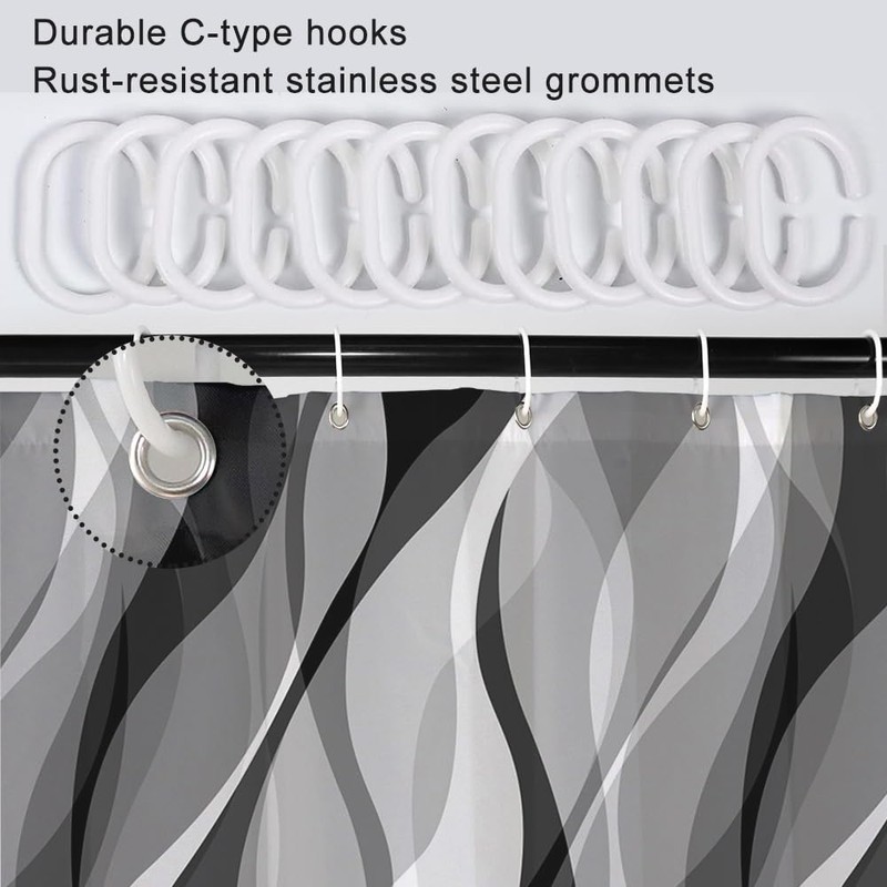 Ruelvth Grey Striped Shower Window Curtain for Bathroom 40x36 Inch