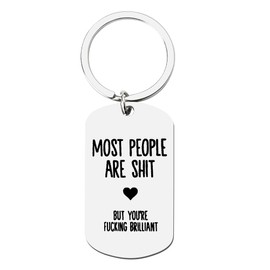 Inspirational Best Friend Keychain for Women Men Funny Encouragement Gifts for Friends Christmas Birthday Gifts for Coworker Colleague Inspiring Friendship Key Chain Gift You’re Brilliant Keyring