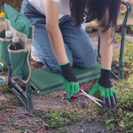 motor_sport2024 Foldable Garden Kneeler Bench Stool Soft Cushion Seat Pad Kneeling w/ Tool Pouch
