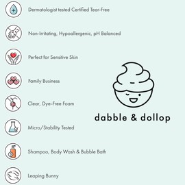 Dabble & Dollop Honeydew Melon Body Wash & Shampoo - 3 in 1 Natural Bubble Bath for Kids, USA-Made, Paraben & Sulfate Free, Vegan, Gluten-Free, Tear-Free (10oz, Pack of 2)