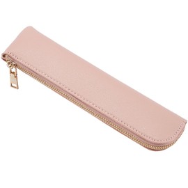 GORGECRAFT Stationery Storage Bag PU Leather Pencil Case Slim Design Soft Small Aesthetic Pen Pouch Solid Color Portable Zipper Cosmetic Bag for Pen Pencils Markers Gifts (Pink)