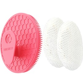 INNERNEED Food-Grade Silicone Body Scrubber Gentle Cleansing Brush with Exfoliating Net Sponge Bath Scrubbing Washcloth Case, More Hygienic and Well Lather (Pink Set)