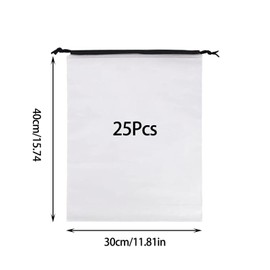 Pack of 25 Waterproof Travel Shoe Bags, Shoe Bag, Waterproof Shoe Bag, Transparent Shoe Bags, Travel Storage Bag Organiser, for Storing Shoes, Clothes, White, simplicity