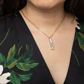 LIU JUN Be Kind Of A B Necklaces For Women, To Best Friends Sorority Sisters Inspirational Square Tubes Pendant With Hidden Message Stainless Steel Band Friendship Gift Jewelry, Medium, Stainless