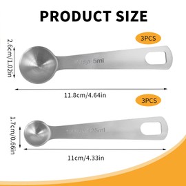 6 Pcs of Teaspoon Measuring Spoons, Stainless Steel Table Spoons 1 Tsp Scoop 1/4 Tablespoon, Comfortable Grip Handle, Precise Scale, Suitable for Kitchen Baking and Cooking, Etc.