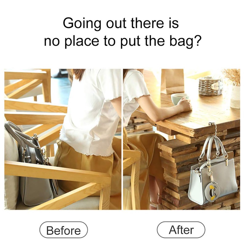 TOUGS 3 Pack Foldable Handbag Hooks, Desk Handbag Hangers, Crystal