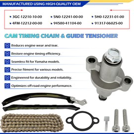 GOLKNHA Cam Timing Chain & Guide Tensioner Compatible with Yamaha TTR225 TTR230 XT225 TW200 TTR225 BearTrack 250 Timberwolf 250 OEM# 3GC-12210-10-00 5N0-12241-00-00 5H0-12231-01-00