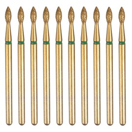 sourcing map 10pcs 100-120 Grits Diamond Grinding Bit 2.3mm Oval Head 2.35mm Shank 5.3mm Length Titanium Plated Stone Sanding Drill Bits Rotary Tool for Nails Grinding Polishing