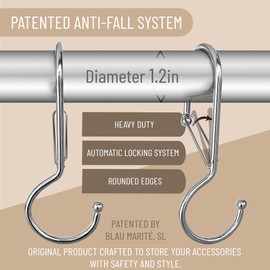 Blau Marité 6 Purse Hanger for Closet. Tote Hanger. S-Shaped Hooks S Hooks Twist Design. Anti Drop S-Shaped Hook for hanging handbags with Safety Buckle to Prevent Falls. Heavy Duty. (Silver, Twisted)