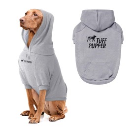 Tuff Pupper Dog Hoodie | Premium Quality 100% Organic Cotton | Ultra Soft Interior for Superior Comfort | Elastic Cuffs & Drawstring for Warmth | Stretch Fit Suitable for All Breeds (Gray, 2XL)
