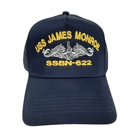 USS James Monroe SSBN-622 Submarine Boat Ship Baseball Cap Blue Mesh Snapback 3.5 inch Profile Cotton Front Panel