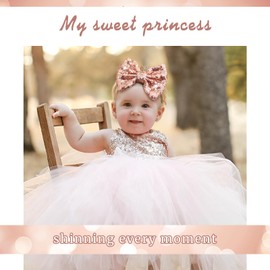 Lanmerry Hair Clip for Girls, 5 inches Sequins Large Bow with Alligator Clip for Bows Hair Accessories, Rose Gold