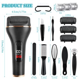 Focenat Electric Callus Remover, Callus Removal Foot with 2 Gears, IPX7 Waterproof Callus Rasp Feet, Callus Remover, Foot Care Device Pedicure Set for Cracked Heels Dead (Black)