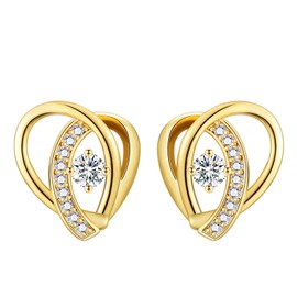 Sterling Silver Stud Earrings for Women, Heart Shaped Cubic Zirconia Studs Earrings│Earrings Jewellery for Birthday Christmas