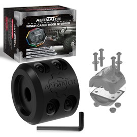 AUTMATCH Winch Cable Hook Stopper (1 Pack), Silicone Rubber Winch Stopper for Wire & Synthetic Rope, Winch Line ATV UTV, Shock Absorbent, Prevent Pulling Bounce and Abrasion, Black