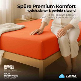etérea Jersey Set of 2 Fitted Sheets, 60 x 120 cm - 70 x 140 cm Orange up to 15 cm Height, 100% Cotton Fitted Sheet, Oekotex, Double Pack, Flat Sheet, 60 x 120 cm - 70 x 140 cm - Terra