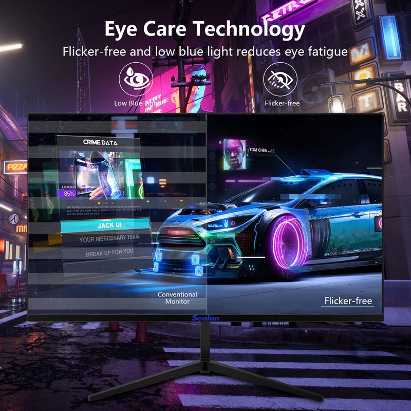 Sealan 24 inch Computer Gaming Monitor Built-in Speakers 100Hz Refresh