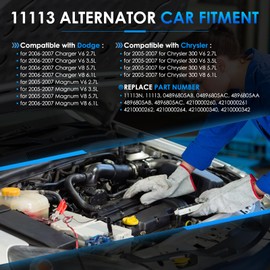HAYIAUTO 11113 Car Alternators Fit for Dodge Charger 2006-2007, Magnum 2005-2007, for Chrysler 300 2005-2007 2.7L 3.5L 5.7L 6.1L Automotive Replacement Alternator 04896805AB, 4210000260, 4210000261