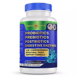 Legend Nutra Probiotics + Prebiotics + Postbiotics + Digestive Enzymes = 4 in 1 Supplement