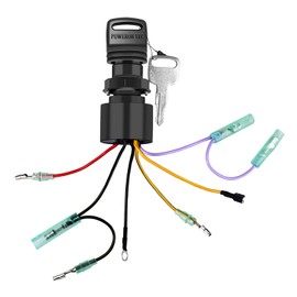 Boat Ignition Switch with Key with Choke Replacement for Mercury 87-17009A2 87-17009A5 Outboard Motor Control Box with 2 Keys 3 Position 6 Wire Connectors