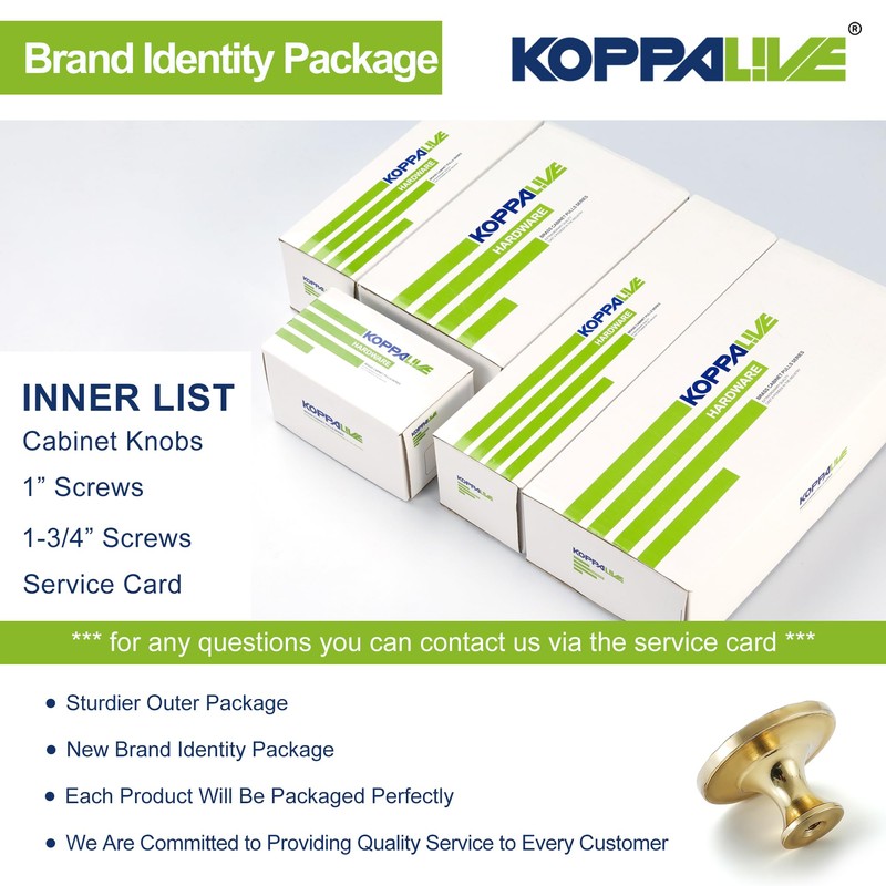 KOPPALIVE 10-Pack Solid Brass Kitchen Cabinet Knobs, Hammered Gold Drawer