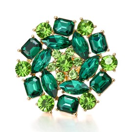 Ever Faith St Patricks Day Rings, Green Rhinestone Crystal Adjustable Costume Large Bib Statement Ring for Women Girls