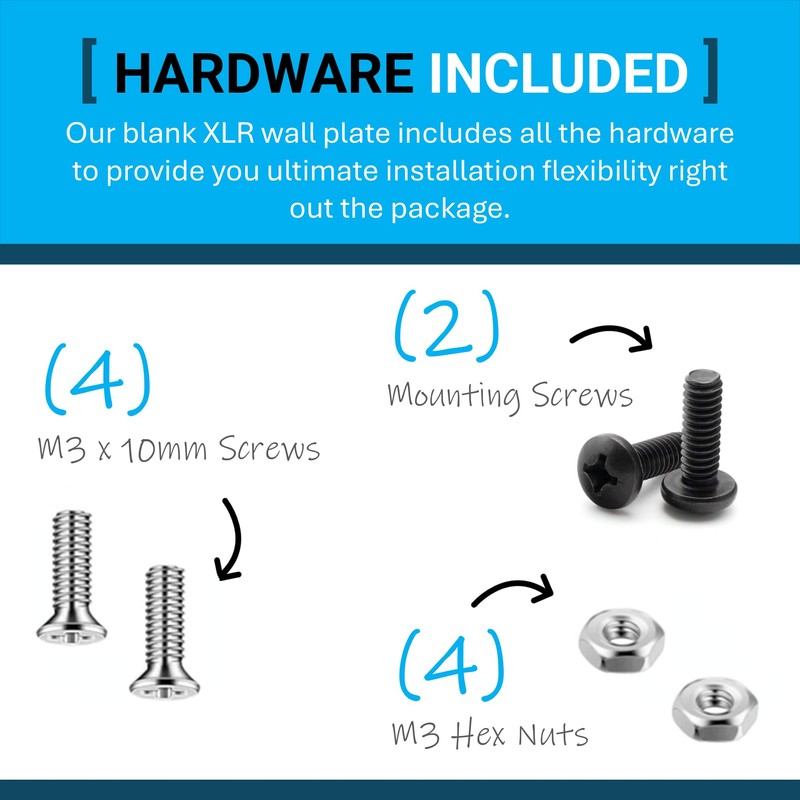 DIYTECH Blank XLR Wall Plate and XLR Panel Combo -
