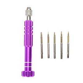Destornillador Mango con 5 Piezas de Precisión, kit de Herramientas de Reparación de Relojes, Juego de Destornilladores de Precisión para Celulares, Electrodomésticos, Joy (Morado)