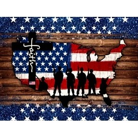 Ekuxom 4th of July Diamond Art Kits for Adults, Army American Flag Diamond Art Painting Kits Patriotic Beginner Arts Full Round Drill Crafts Home Wall Decor Gifts 12x16 inch