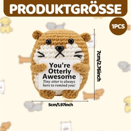 BDBFPAN Emotional Support Cuddly Toy, Cute Otter with Positive Message, Emotional Support, 7 x 5 cm, Includes Motivation Card