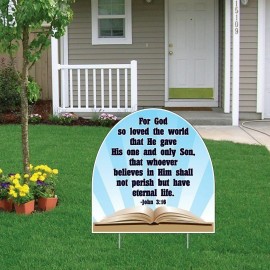 John 3:16 Corrugated Plastic Shaped Yard Sign - FREE SHIPPING