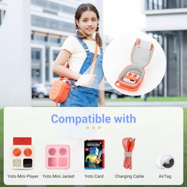 PROfezzion Travel Case for Yoto Mini, Hard Shell Carrying Case with Zipper & Adjustable Shoulder Strap, Holds Yoto Mini and Up to 12 Audiobook Cards - Pink