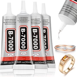 Jollidecor 4 PCS 50ML B7000 Crafts Glue Super Adhesive, Multipurpose B-7000 Rhinestones Bonding Glue Flexible Clear Glue for DIY Jewelry Beads Fabric Cloth Nail Art Shoes Screen Repair